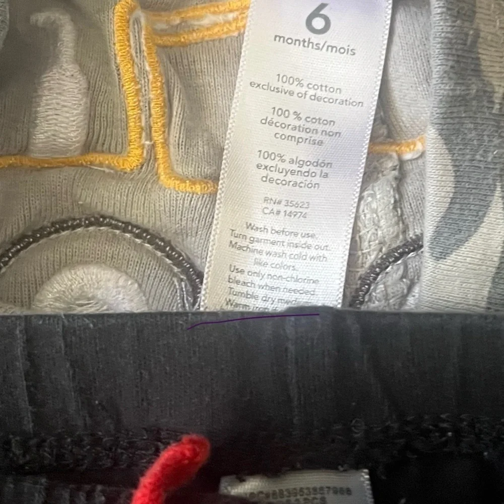 Carter’s pajamas Set of two Black and Camo embroidered baby boy’s 6 Mo cotton